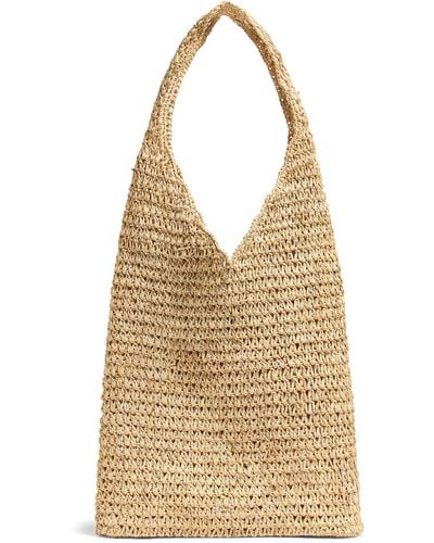 Faherty Raffia Crochet Hobo Tote - Natural