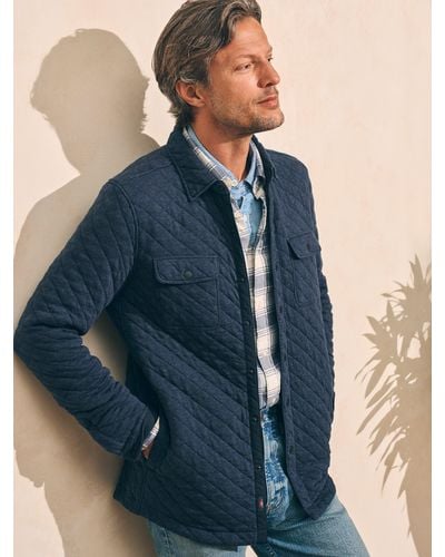 Faherty Epic Quilted Fleece Shirt Jacket Cpo - Blue