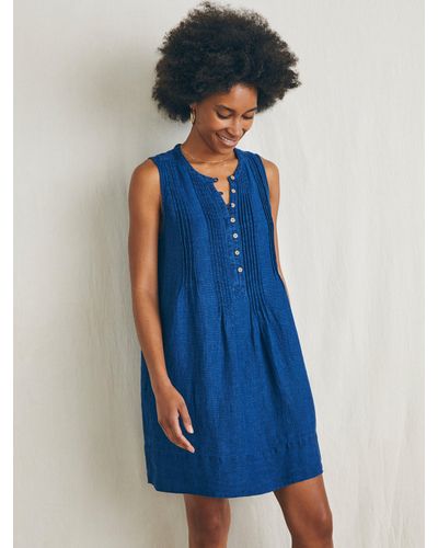Faherty Isha Basketweave Dress - Blue