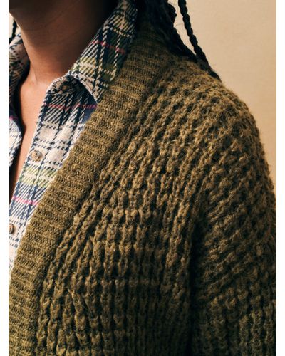 Faherty Frost Waffle Cardigan - Green