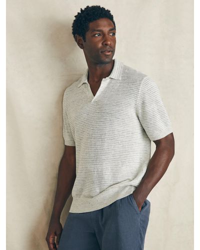 Faherty Short-sleeve Linen Sweater Polo - Natural