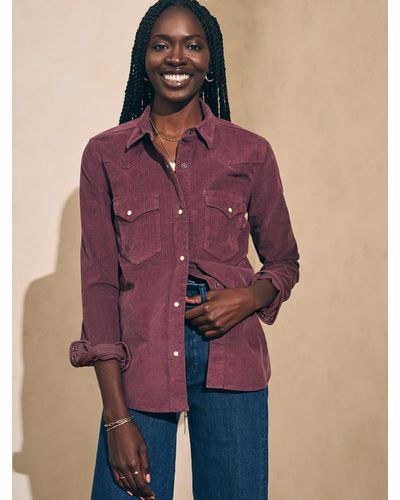 Faherty Stretch Cord Western Shirt - Purple