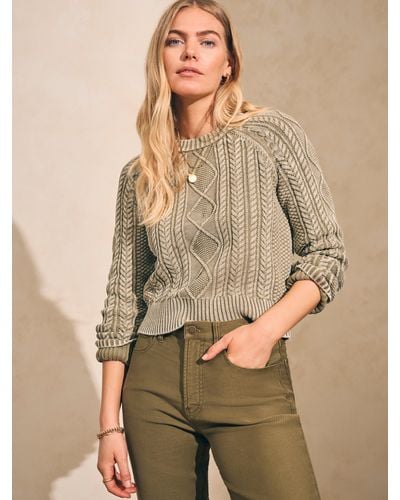 Faherty Sunwashed Cable Crew Sweater - Natural