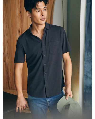 Faherty Short-sleeve Sunwashed Knit Shirt (single Pocket) - Black