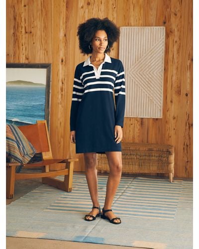 Faherty Rugby Jersey Dress - Blue
