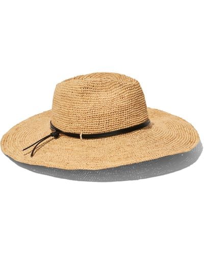 Faherty Leather-trimmed Raffia Straw Hat - White