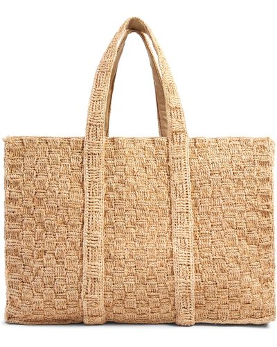Faherty Large Woven Straw Tote Bag - Natural