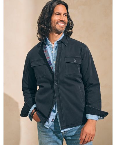 Faherty Stretch Blanket Lined Cpo (tall) Shirt Jacket - Blue