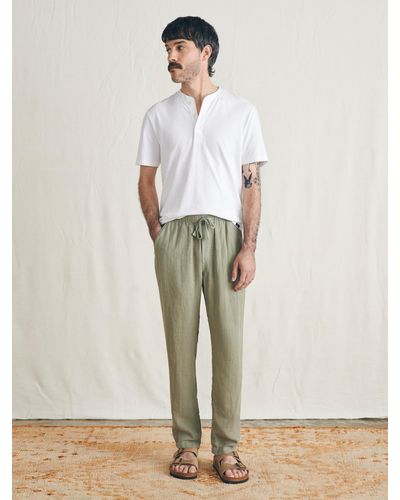 Faherty Linen Drawstring Pants - White