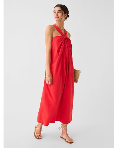 Faherty Bay Twist Seersucker Dress - Red