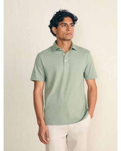 Faherty Sunwashed T-shirt Polo - Green