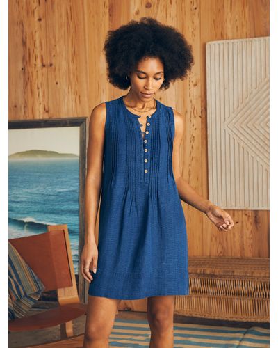 Faherty Isha Basketweave Dress - Blue