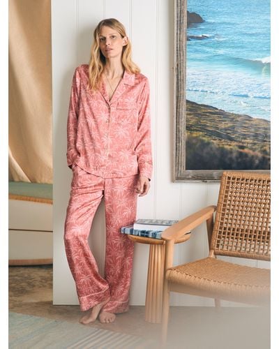 Faherty Sandwashed Silk Long Sleeve Pajama Set - Pink