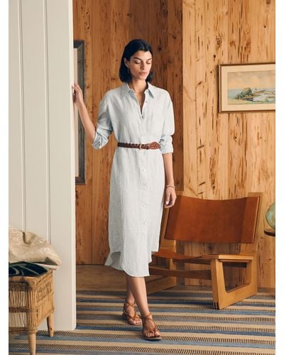 Faherty Laguna Linen Midi Dress - White