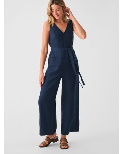 Faherty Catalina Linen Jumpsuit - Blue