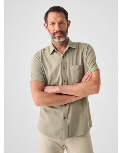 Faherty Short-sleeve Sunwashed Knit Shirt (single Pocket) - Green