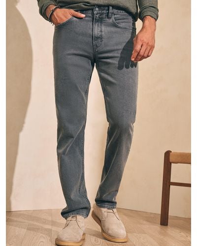 Faherty Organic Cotton Slim Straight Denim (34" Inseam) Pants - Blue