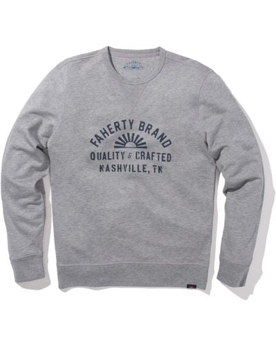 Faherty Nashville Long-sleeve Terry Crewneck T-shirt - Grey