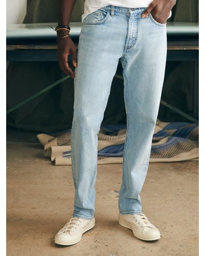 Faherty Organic Cotton Slim Straight Denim (30" Inseam) Pants - Blue