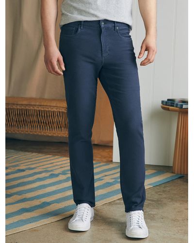 Faherty Stretch Terry 5-pocket Trousers (30" Inseam) - Blue