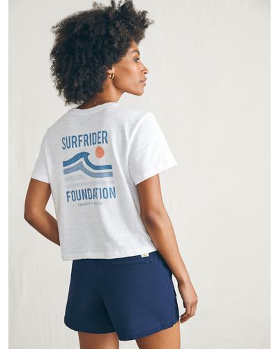 Faherty Surfrider Sunwashed Cropped T-shirt - Blue