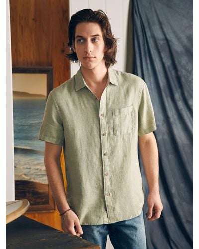 Faherty Short-sleeve Palma Linen Shirt - Green