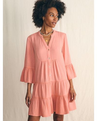 Faherty Dream Cotton Gauze Kasey Dress - Pink
