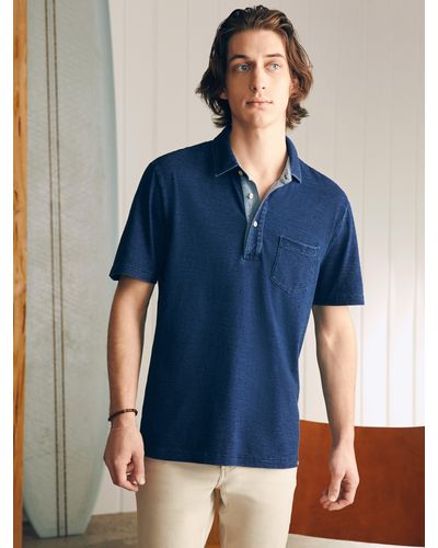Faherty Short-sleeve Indigo Polo Shirt - Blue