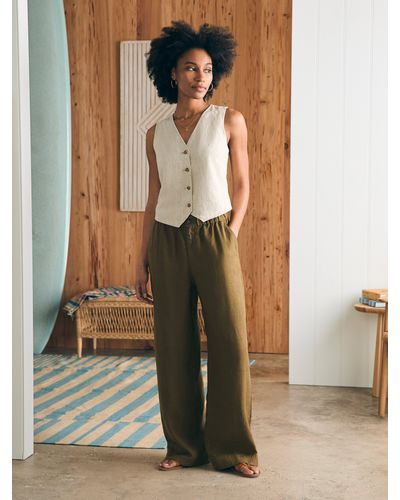 Faherty Monterey Linen Trousers - Green