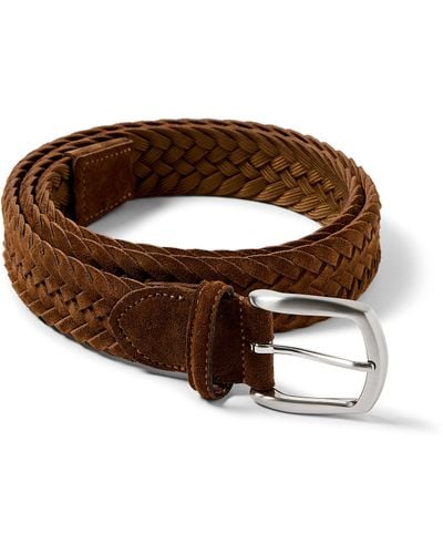 Faherty Suede Woven Belt - Brown