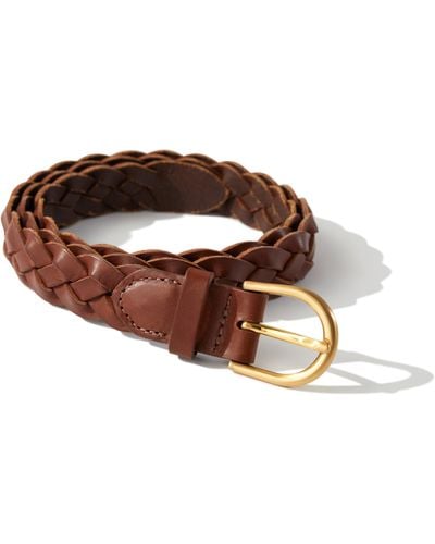 Faherty Braided Leather Belt - Brown
