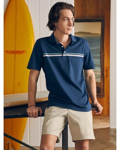 Faherty Movementtm Short-sleeve Pique Polo Shirt - Blue