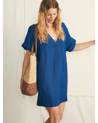 Faherty Sanibel Basketweave Dress - Blue