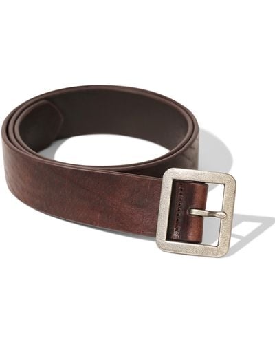 Faherty Rugged Leather Belt - White