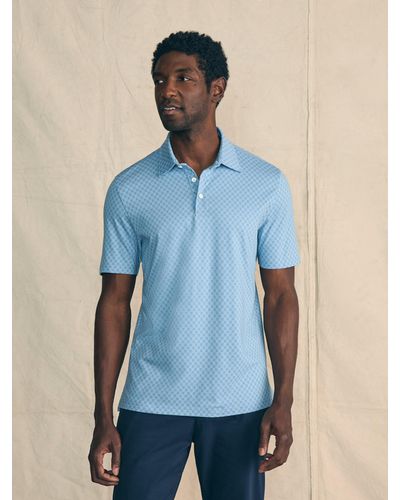 Faherty Movementtm Short-sleeve Pique Polo Shirt - Blue