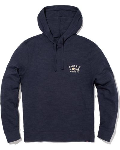 Faherty Austin Slub Hoodie - Blue