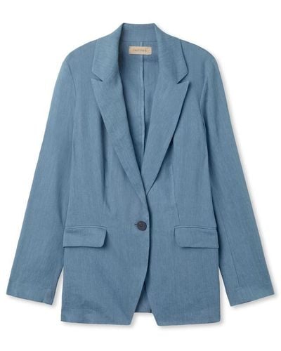 Falconeri Linen Viscose Single-breasted Jacket - Blue