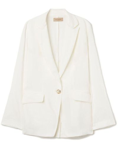 Falconeri Linen Viscose Single-breasted Jacket - White