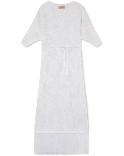 Falconeri Floral Jacquard Crossover Dress - White
