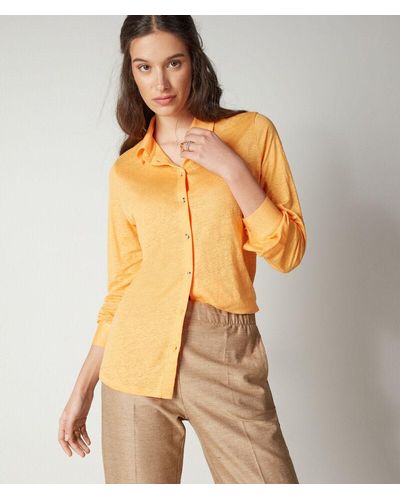 Falconeri Camicia in jersey di lino - Arancione