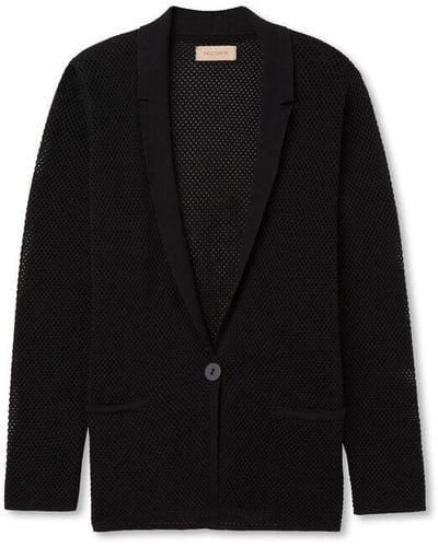 Falconeri Two-tone Crochet-knit Jacket - Black