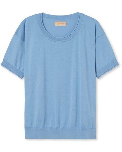 Falconeri Short-sleeved Round-neck Cotton Jumper - Blue
