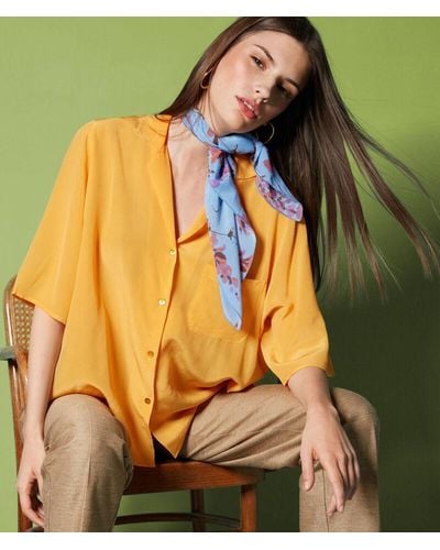 Falconeri Camicia mezza manica in seta - Arancione