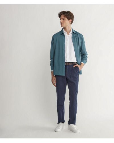 Falconeri Long-sleeved Shirt In Cotton And Silk Piqué - Blue