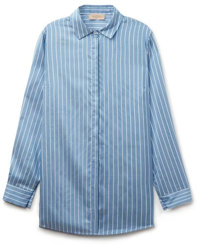Falconeri Long-Sleeved Striped Silk Shirt - Blue