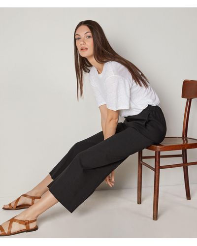 Falconeri Cropped Linen And Viscose Trousers - Black