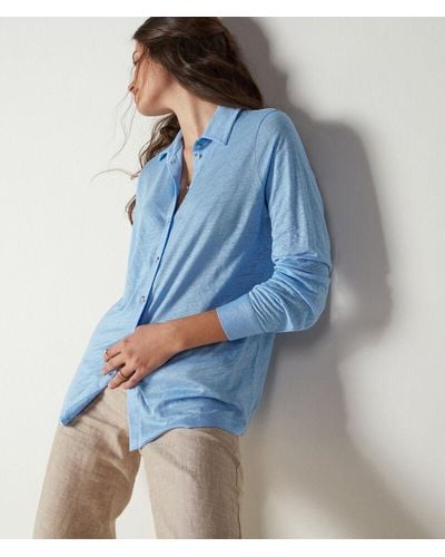 Falconeri Camicia in jersey di lino - Blu