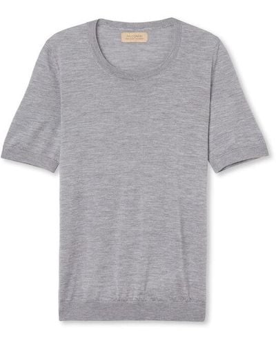 Falconeri Short-Sleeved Round-Neck Ultrafine Cashmere Top - Grey