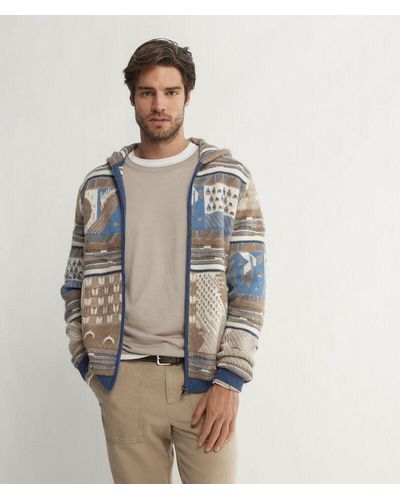 Falconeri Jacquard Fantasia Sweatshirt With Hood - Blue