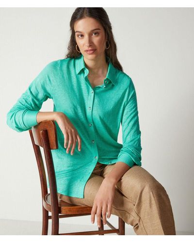 Falconeri Camicia in jersey di lino - Verde